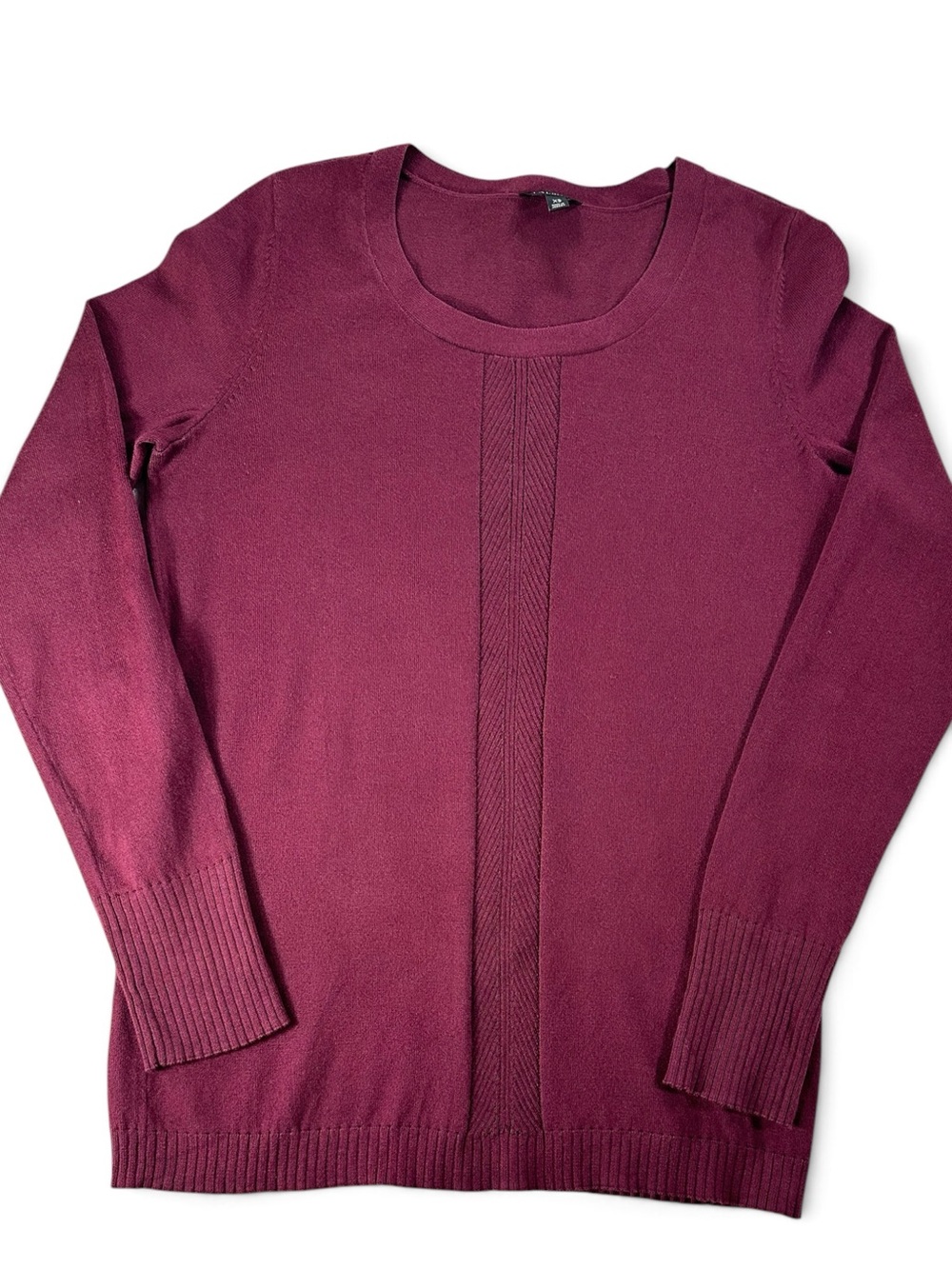Talbots Women's Scoop Neck Textured Panel Sweater - Wine XS